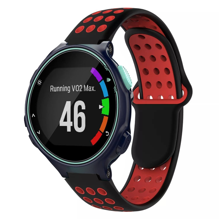 For Garmin Forerunner 735 / 735XT Two-Color Punched Breathable Silicone Watch Band(Black+Red)