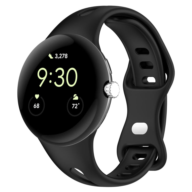 For Google Pixel Watch Water Drop Slimming Butterfly Button Solid Silicone Band(Black) - free shipping - PMC Jewellery - Order now!