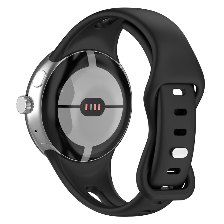 For Google Pixel Watch Water Drop Slimming Butterfly Button Solid Silicone Band(Black) - free shipping - PMC Jewellery - Order now!