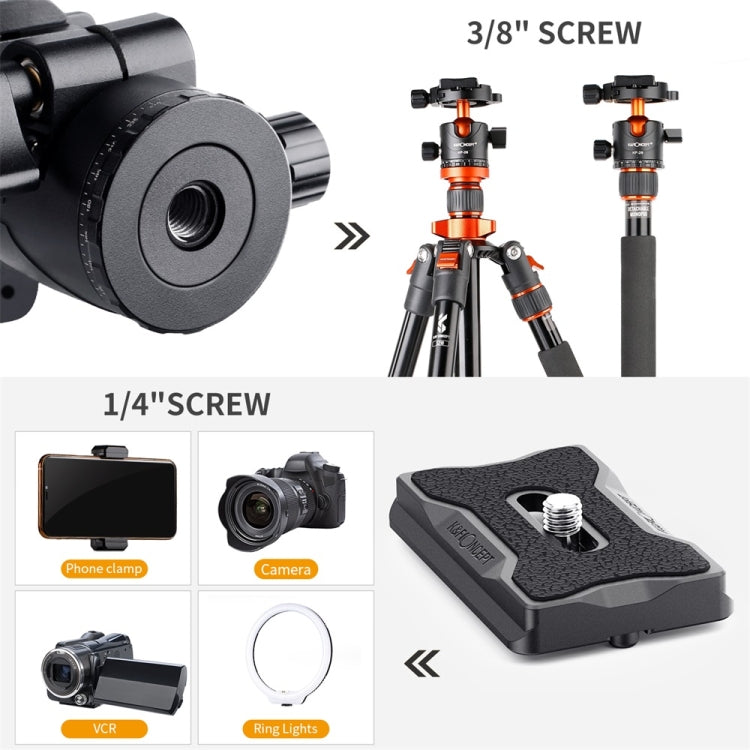 K&F CONCEPT KF31.023V3 360 Degree Rotating Panoramic Metal Tripod Ball Head with 1/4 Inch Quick Release Plate - free shipping - PMC Jewellery - Order now!