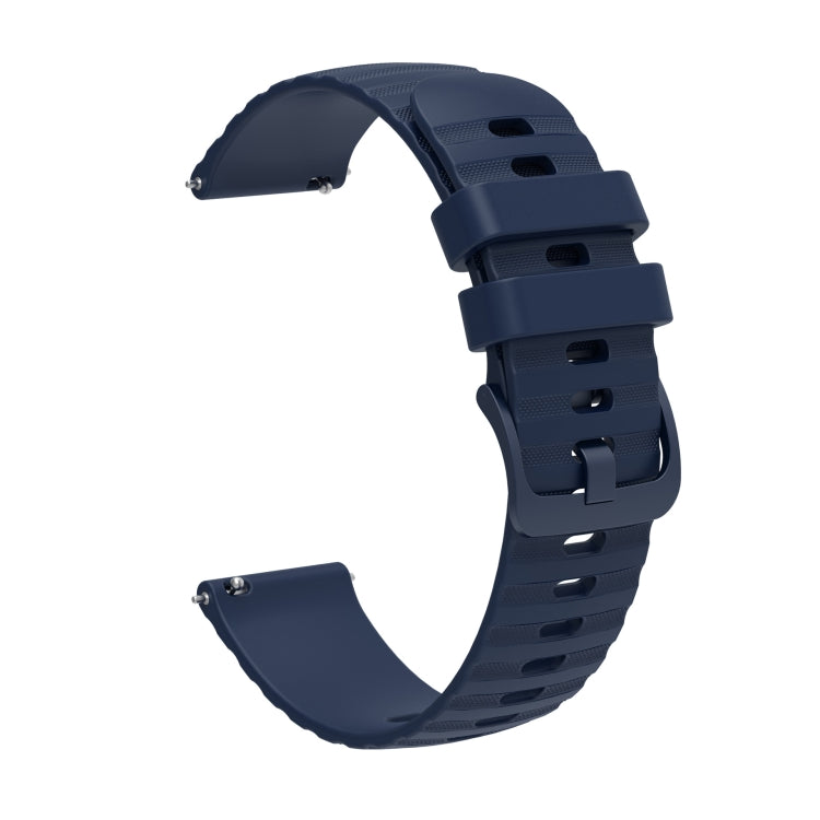 For Amazft 2 Stratos 22mm Wavy Dot Pattern Solid Color Silicone Watch Band(Navy Blue)