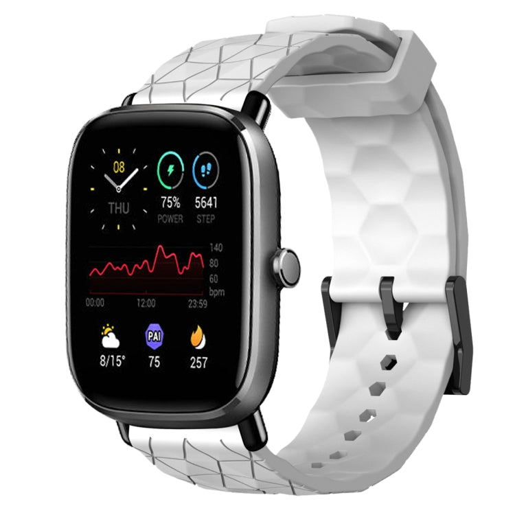 For Amazfit GTS 2 Mini 20mm Football Pattern Solid Color Silicone Watch Band(White)