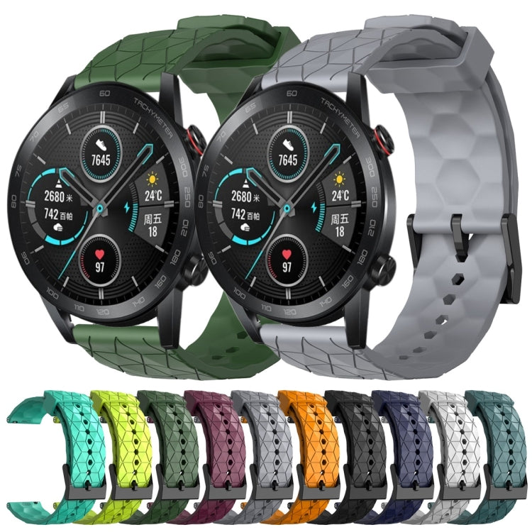 For Honor Magic Watch 2 46mm 22mm Football Pattern Solid Color Silicone Watch Band(Teal)
