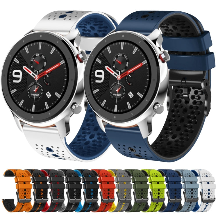 For Amazfit GTR 4 Pro 22mm Perforated Two-Color Silicone Watch Band(Midnight Blue+Black)