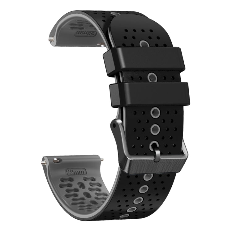 For Huawei Watch GT3 Pro 46mm 22mm Perforated Two-Color Silicone Watch Band(Black+Grey)