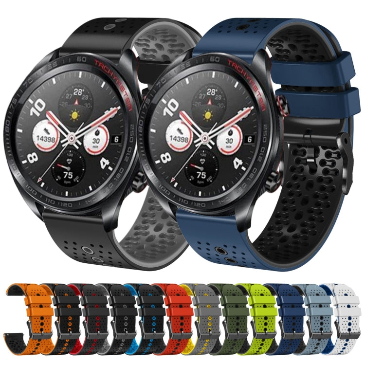 For Honor Watch Dream 22mm Perforated Two-Color Silicone Watch Band(Army Green+Black)