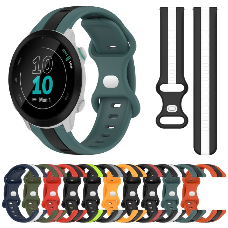 Compatible with Garmin Compatible witherunner 55 20mm Butterfly Buckle Two-Color Silicone Watch Band(White+Blue)