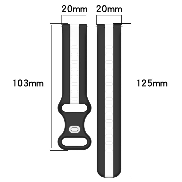 Compatible with Garmin Compatible witherunner Sq2 20mm Butterfly Buckle Two-Color Silicone Watch Band(White+Blue)