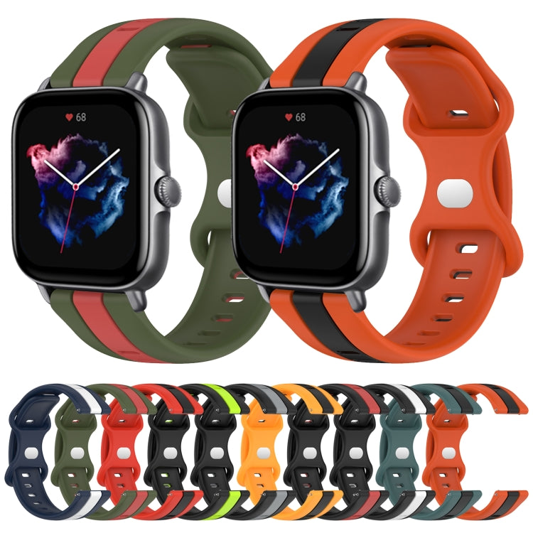 For Amazfit GTS 3 20mm Butterfly Buckle Two-Color Silicone Watch Band(Red+Black)