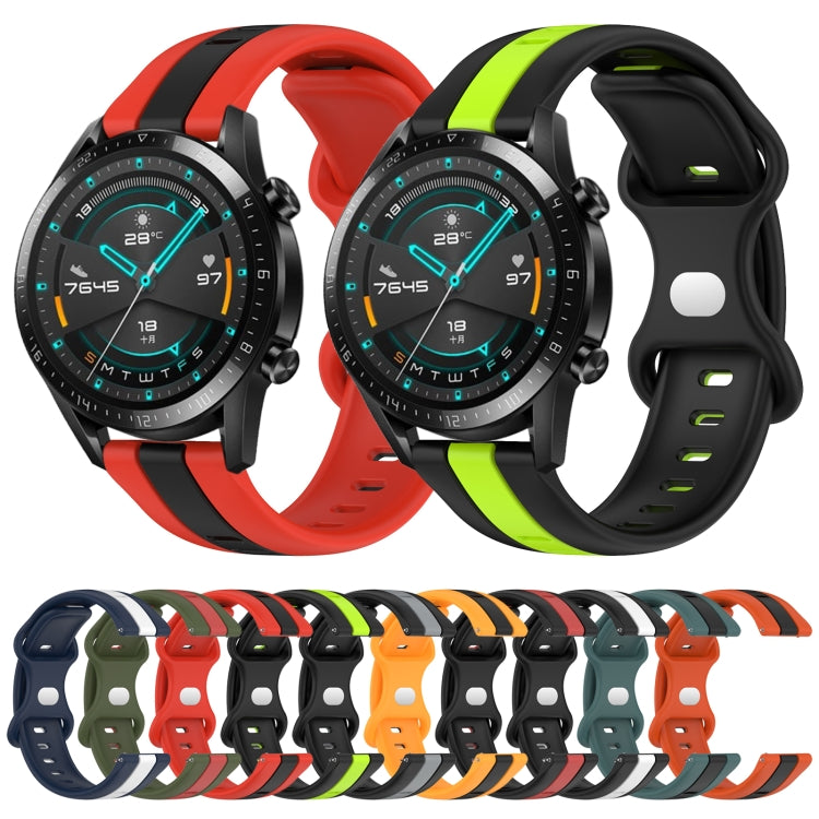 For Huawei GT2 46mm 20mm Butterfly Buckle Two-Color Silicone Watch Band(Red+Black)