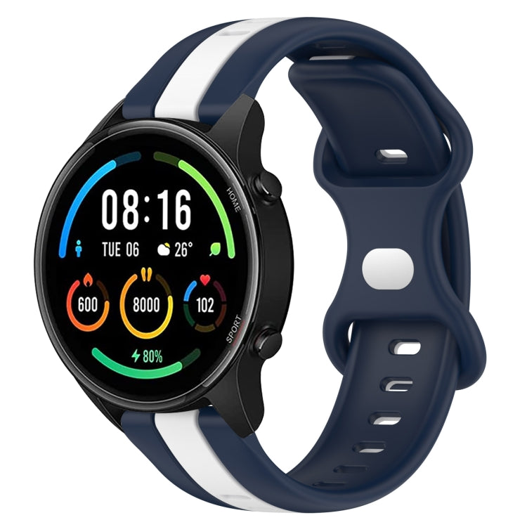 For Xiaomi MI Watch Sport 22mm Butterfly Buckle Two-Color Silicone Watch Band(White+Blue)