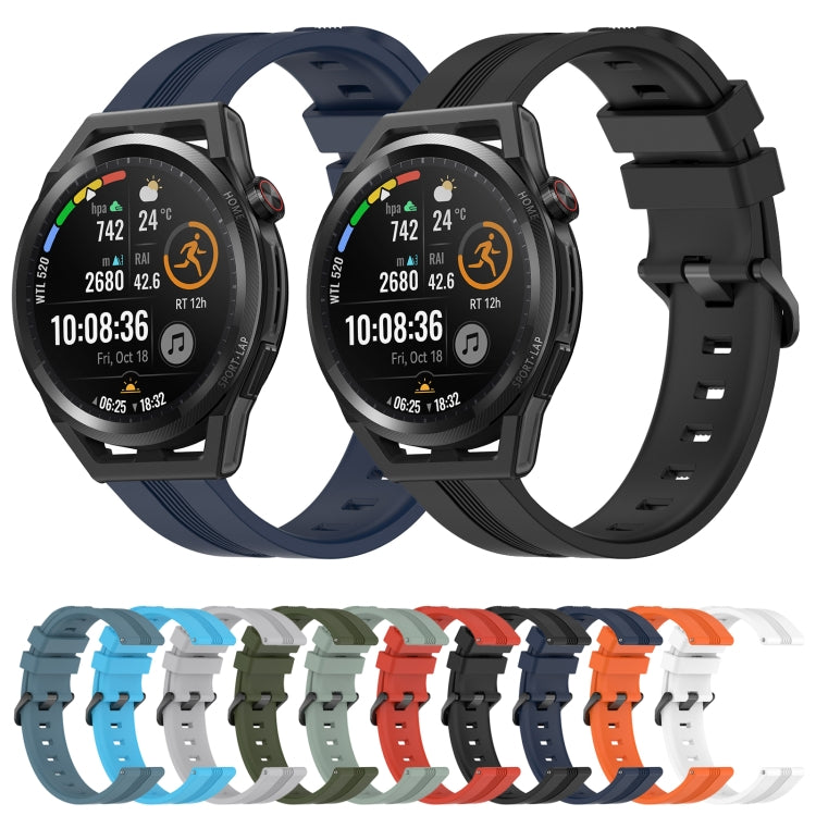 For Huawei Watch GT Runner 22mm Concave Striped Slicone Watch Band(Rock Cyan)