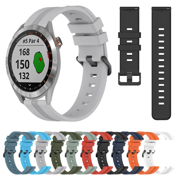 Compatible with Garmin Approach S40 20mm Concave Striped Slicone Watch Band(Red)