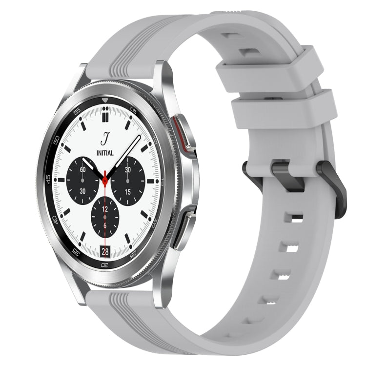For Samsung Galaxy Watch 4 Classic 42mm 20mm Concave Striped Slicone Watch Band(Grey)