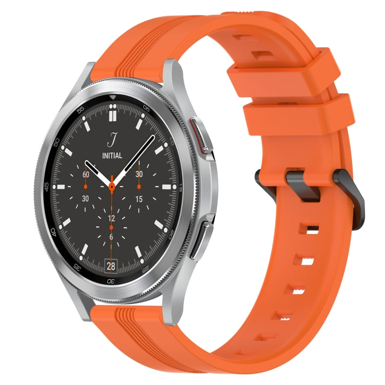 For Samsung Galaxy Watch 4 Classic 46mm 20mm Concave Striped Slicone Watch Band(Orange)