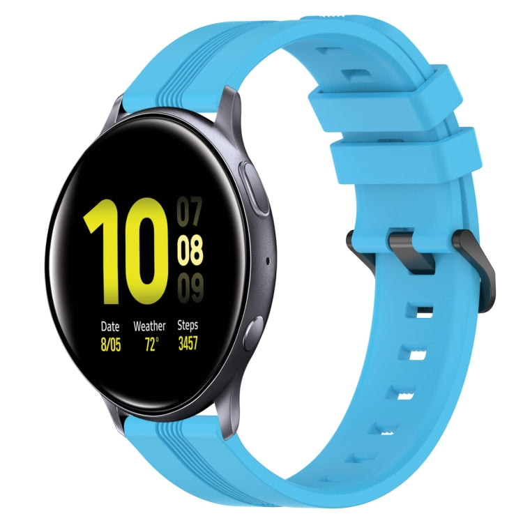 For Samsung Galaxy Watch Active 2 40mm 20mm Concave Striped Slicone Watch Band(Sky Blue)