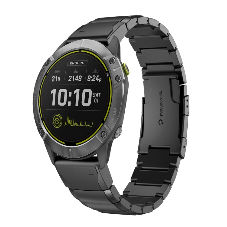 Compatible with Garmin Enduro 26mm Tortoise Shell Stainless Steel Watch Band(Black)