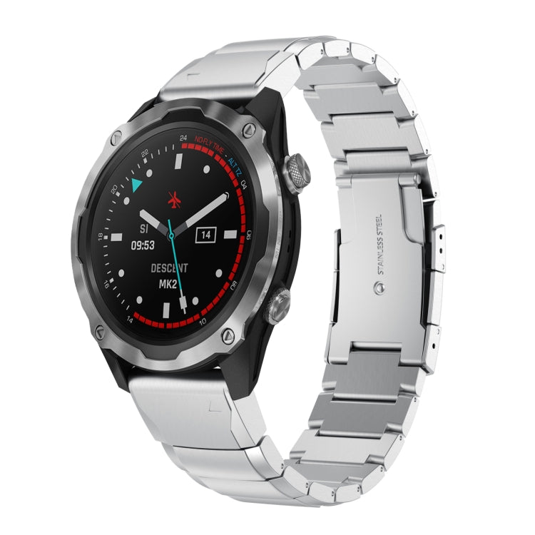 Compatible with Garmin Descent MK 2 26mm Tortoise Shell Stainless Steel Watch Band(Sliver)