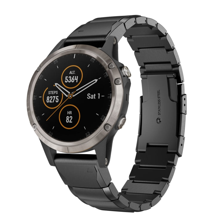 Compatible with Garmin Fenix 5 Plus 22mm Tortoise Shell Stainless Steel Watch Band(Black)