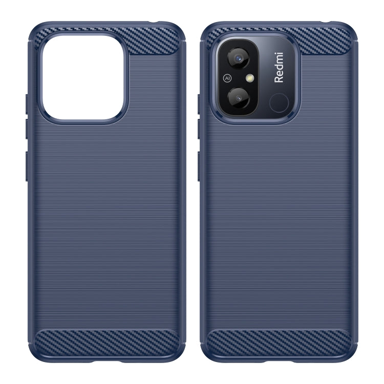 For Xiaomi Redmi 12C Brushed Texture Carbon Fiber TPU Phone Case(Blue)