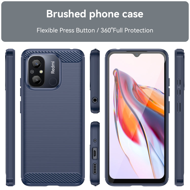 For Xiaomi Redmi 12C Brushed Texture Carbon Fiber TPU Phone Case(Blue)