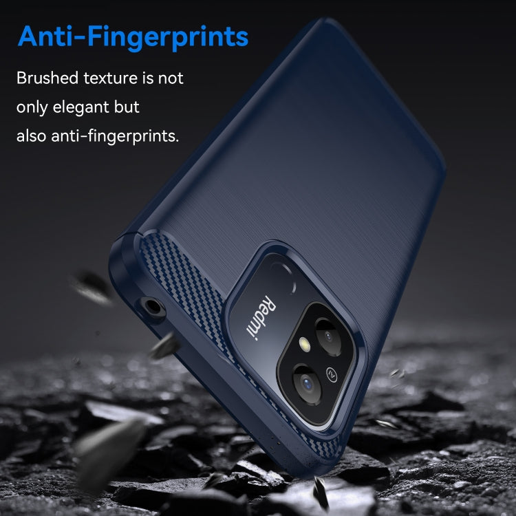 For Xiaomi Redmi 12C Brushed Texture Carbon Fiber TPU Phone Case(Blue)