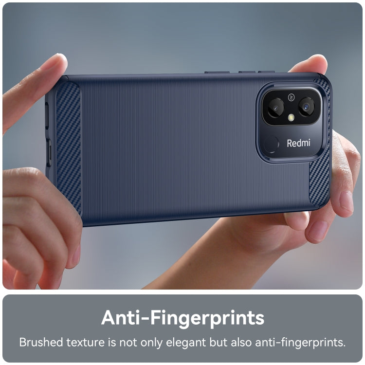 For Xiaomi Redmi 12C Brushed Texture Carbon Fiber TPU Phone Case(Blue)
