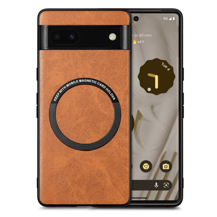 For Google Pixel 6A Solid Color Leather Phone Case(Brown) - Google Cases by PMC Jewellery | Online Shopping South Africa | PMC Jewellery | Buy Now Pay Later Mobicred