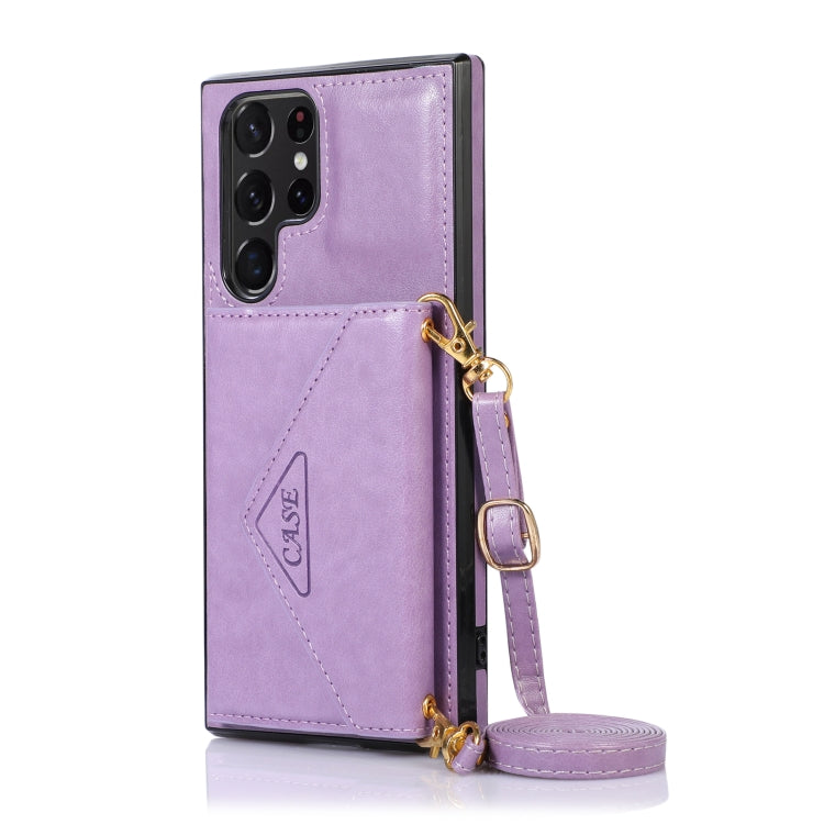 For Samsung Galaxy S23 Ultra 5G Cross-body Wallet Card Bag Leather Phone Case(Purple)