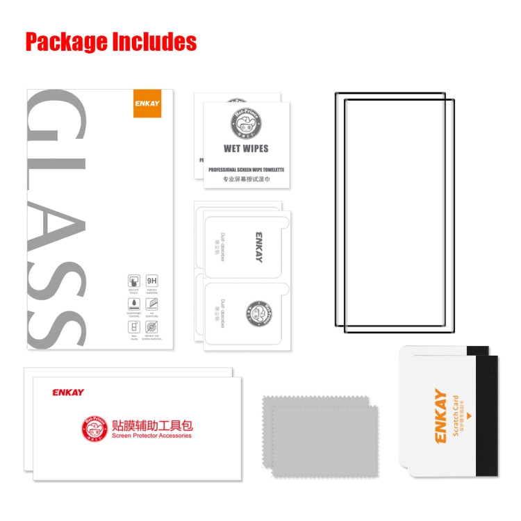 For Samsung Galaxy S23 Ultra 5G 2pcs ENKAY 3D Full Glue Hot Bending Explosion-proof Full Tempered Glass Film, Support Ultrasonic Fingerprint Unclock
