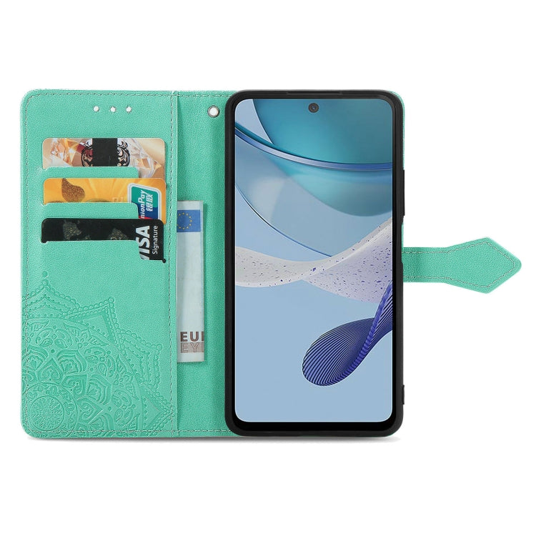 For Motorola Moto G53 5G Mandala Flower Embossed Horizontal Flip Leather Phone Case(Green)