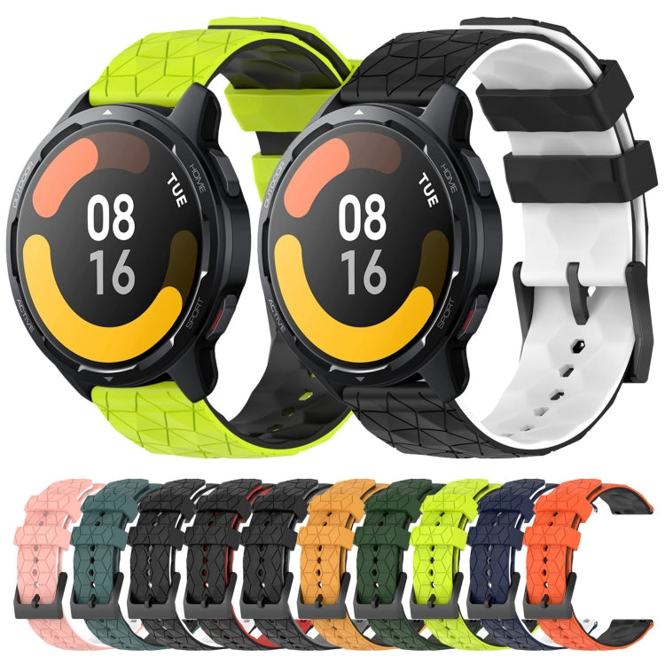 For Xiaomi MI Watch S1 Active 22mm Football Pattern Two-Color Silicone Watch Band(Olive Green + Black) - Watch Bands by PMC Jewellery | Online Shopping South Africa | PMC Jewellery | Buy Now Pay Later Mobicred