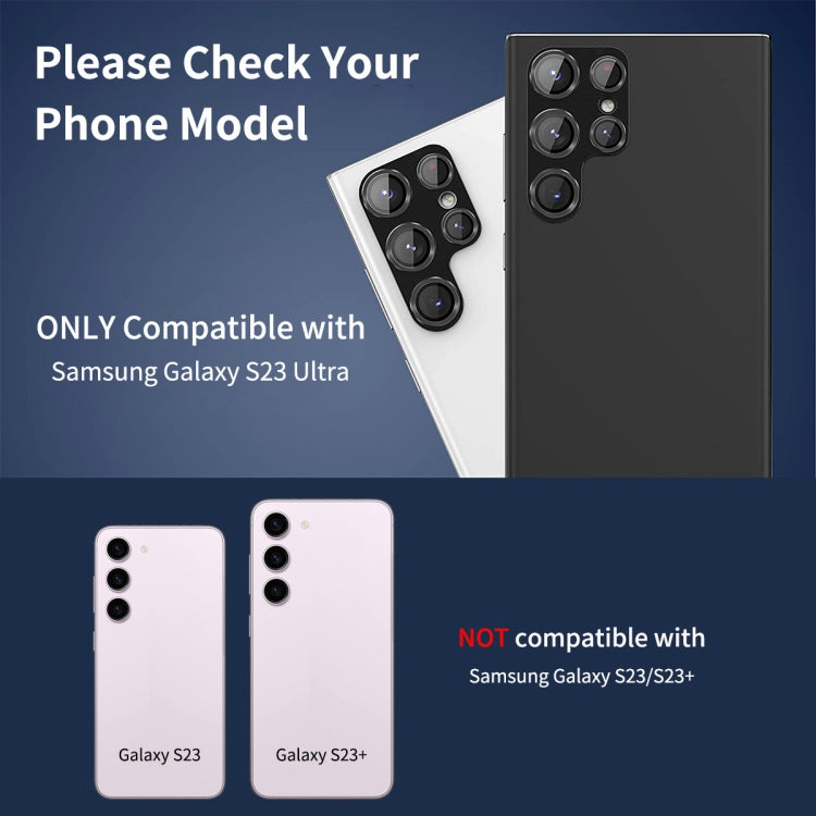 For Samsung Galaxy S23 Ultra ENKAY 9H Rear Camera Lens Aluminium Alloy Tempered Glass Film(Dark Green)