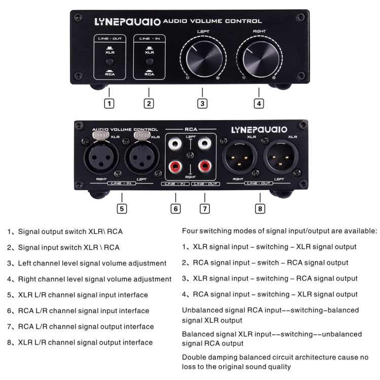2 In and 2 Out Switcher Volume Controller, RCA signal switches to XLR balanced signal and no need for power supply. It provides RCA and XLR interfaces, independent L/R channel volume adjustment, which is suitable for devices with volume adjustment need - by PMC Jewellery | Online Shopping South Africa | PMC Jewellery