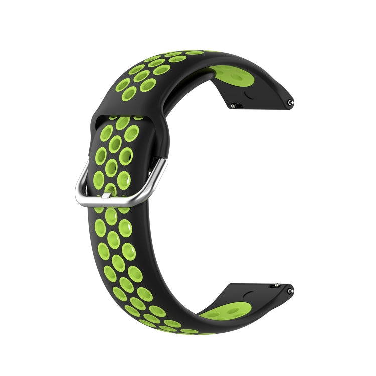 For Suunto 9 Peak Pro 22mm Perforated Breathable Sports Silicone Watch Band(Black+ Lime)