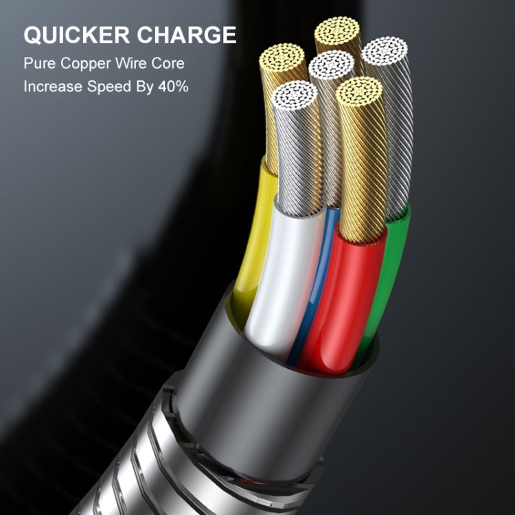 ENKAY ENK-CB129 PD 65W Type-C to Type-C Carbon Steel Hose Spring Fast Charging Data Cable, Length 1m(Silver)