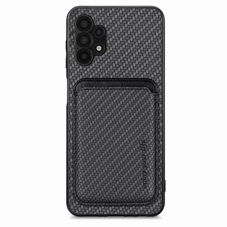 For Samsung Galaxy A32 5G Carbon Fiber Leather Card Magsafe Magnetic Phone Case(Black)