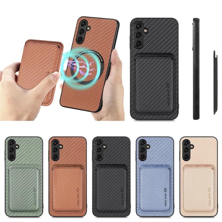For Samsung Galaxy A54 5G Carbon Fiber Leather Card Magsafe Magnetic Phone Case(Khaki) - free shipping - PMC TechLife - Order now!
