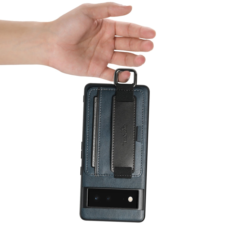 For Googel Pixel 6 Pro Suteni H13 Card Wallet Wrist Strap Holder PU Phone Case(Blue) - free shipping - PMC Jewellery - Order now!