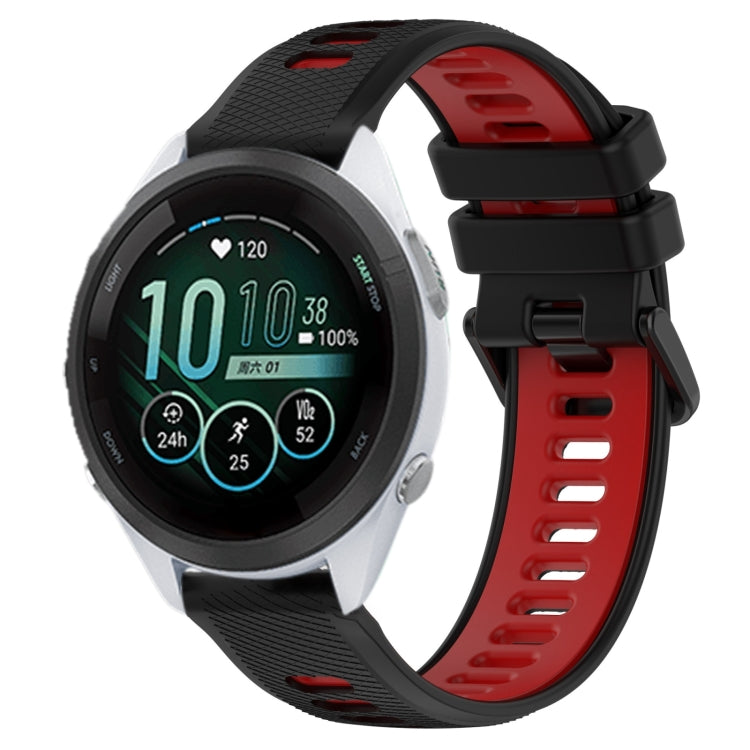 For Garmin Forerunner 265S Music 18mm Sports Two-Color Silicone Watch Band(Black+Red)