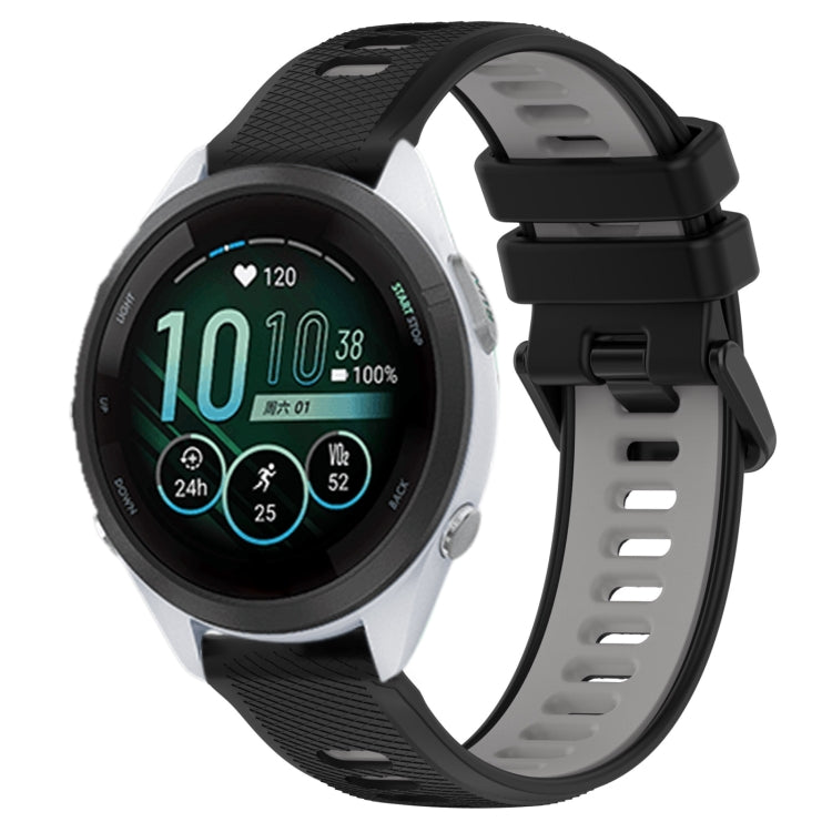 For Garmin Forerunner 265S Music 18mm Sports Two-Color Silicone Watch Band(Black+Grey)