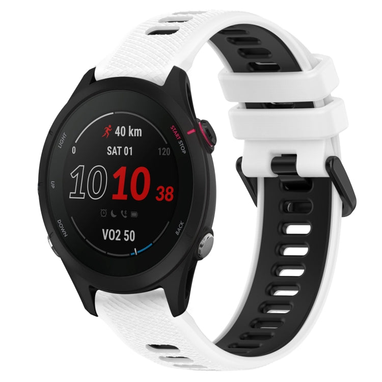 For Garmin Forerunner 255S Music 18mm Sports Two-Color Silicone Watch Band(White+Black)