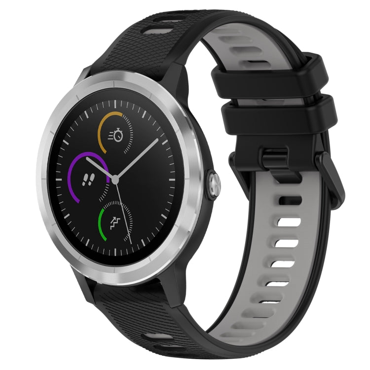 For Garmin Vivoactive3 20mm Sports Two-Color Silicone Watch Band(Black+Grey)