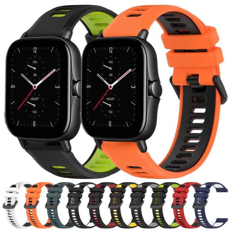 For Amazfit GTS 2E 20mm Sports Two-Color Silicone Watch Band(Black+White)