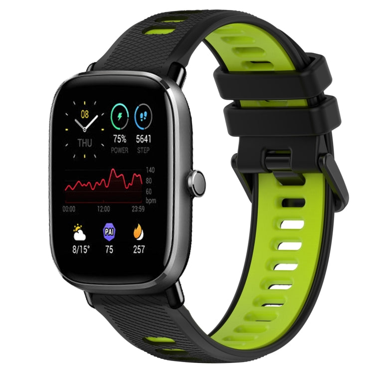 For Amazfit GTS 2 Mini 20mm Sports Two-Color Silicone Watch Band(Black+Green)