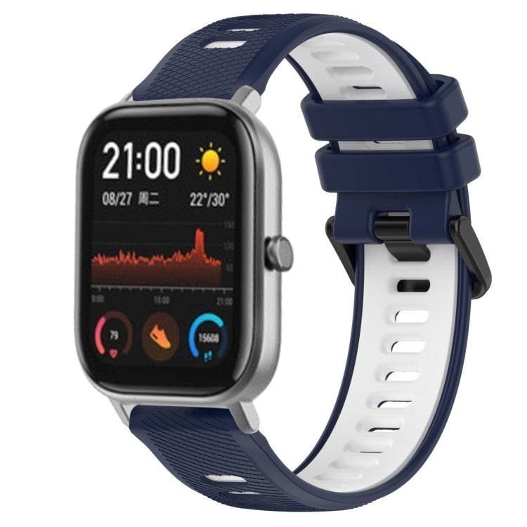 For Amazfit GTS 20mm Sports Two-Color Silicone Watch Band(Midnight Blue+White)