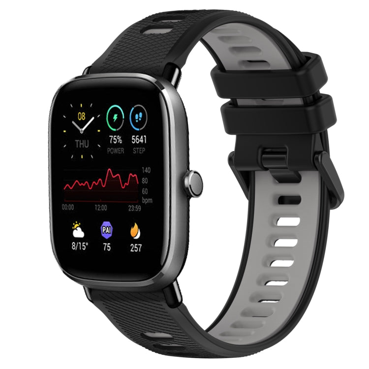 For Amazfit GTS 4 Mini 20mm Sports Two-Color Silicone Watch Band(Black+Grey)