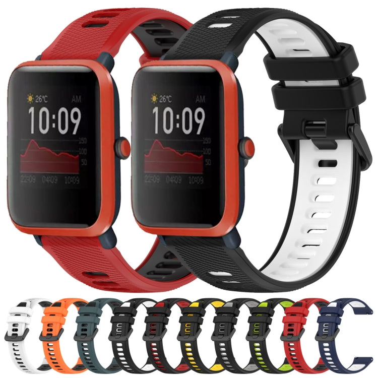 For Amazfit Bip 1S 20mm Sports Two-Color Silicone Watch Band(Black+Grey)