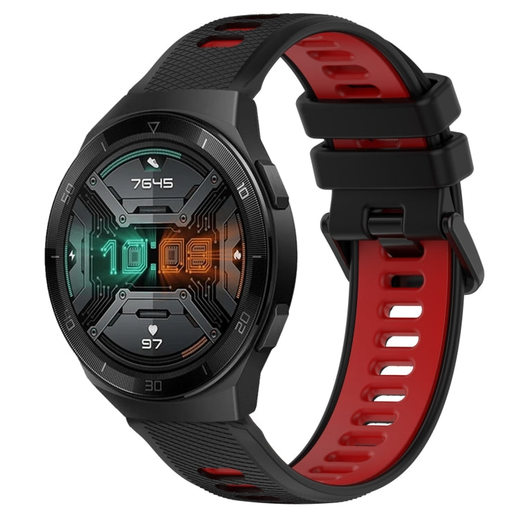 For Huawei Watch GT 2E 22mm Sports Two-Color Silicone Watch Band(Black+Red)