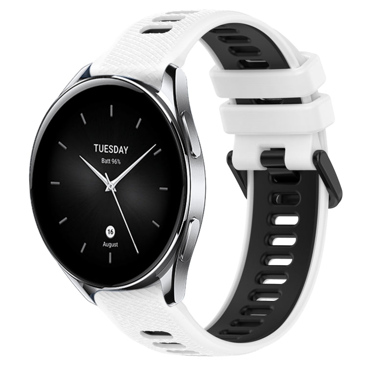 For Xiaomi Watch S2 42mm 22mm Sports Two-Color Silicone Watch Band(White+Black)